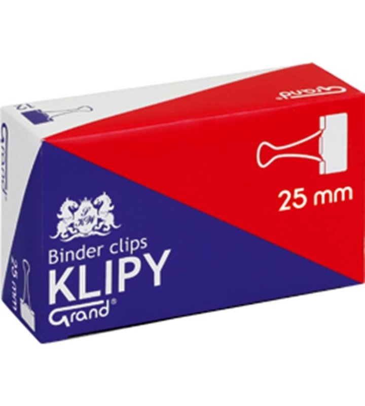 Klipy metalowe GRAND 25 mm czarne op.12 szt. - Akcesoria biurowe