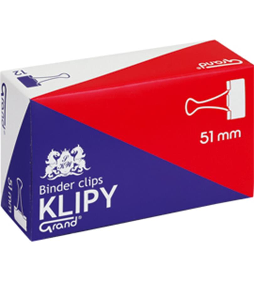 Klipy metalowe Grand 51 mm czarne op. 12 szt.
