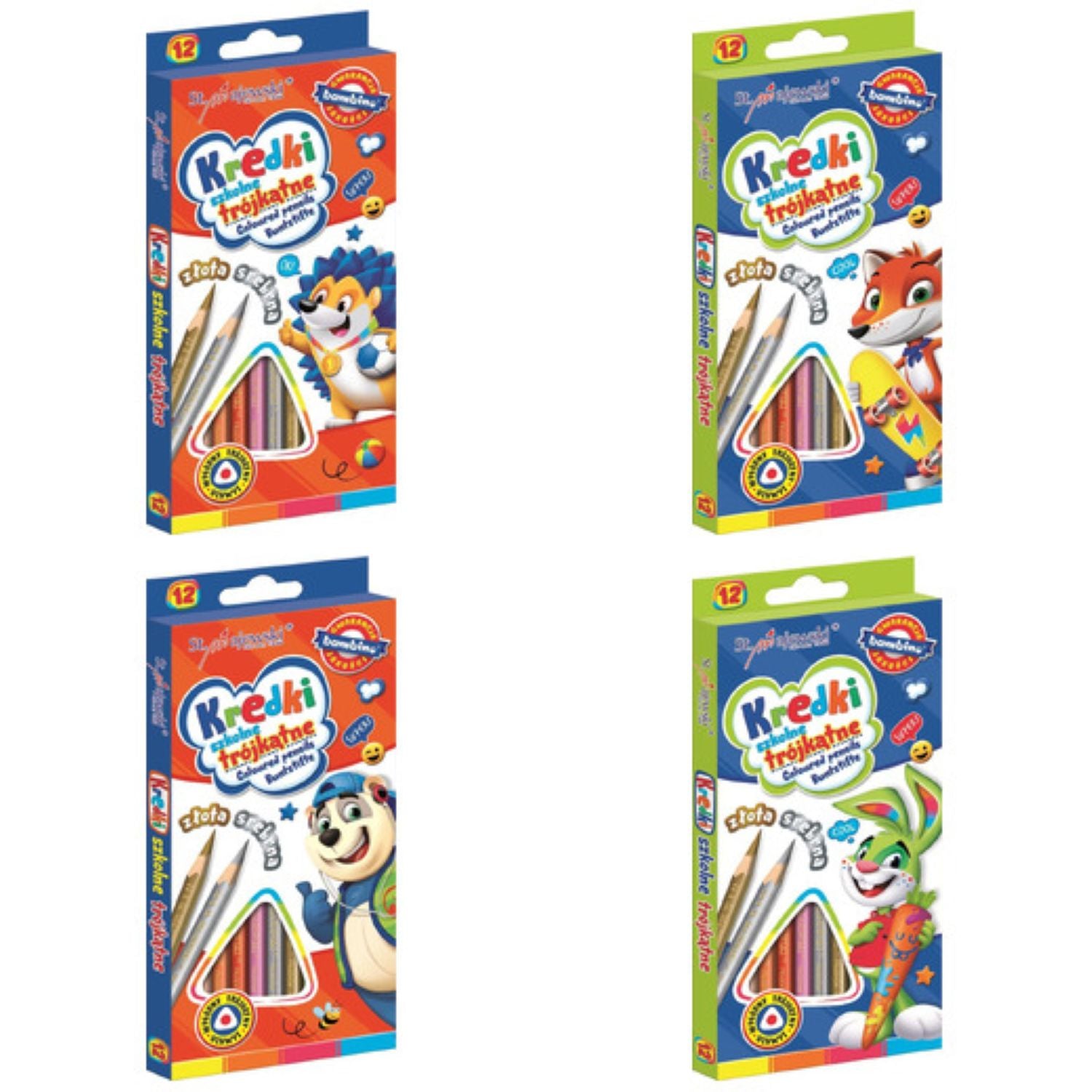 Kredki ołówkowe trójkątne 12 kolorów | Bambino