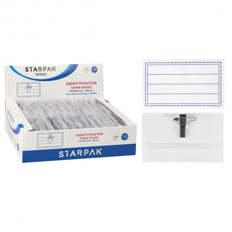Identyfikator PP 57x90mm z klipsem 1szt - Identyfikatory i plakietki