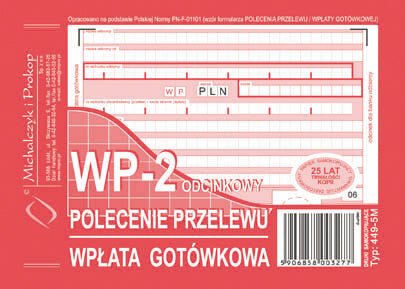 Druk polecenia przelewu 2-składnikowy A6 80k MP 449-5M - Druki i formularze
