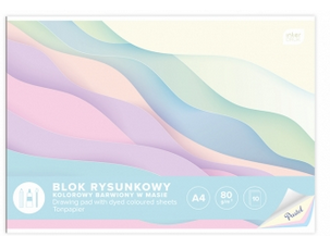 Blok rysunkowy A4 10 kartek pastelowy 80g | Interdruk