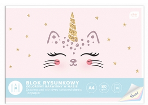 Blok rysunkowy A4 10 kartek pastelowy 80g | Interdruk