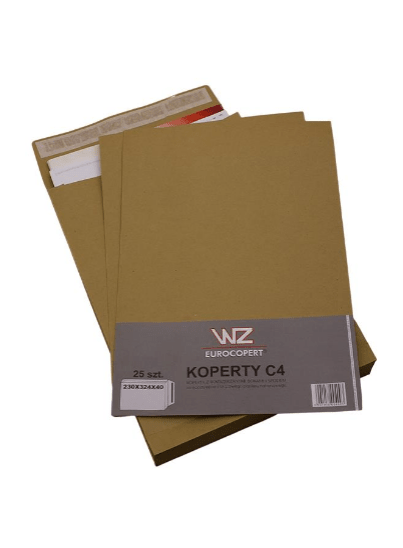 Koperta C4 brązowa z paskiem, poszerzana,40 mm, 1szt. - Koperty