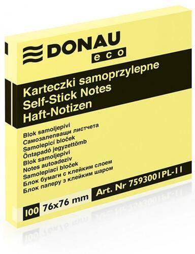 Bloczek samoprzylepny Donau 76x76mm 100 kart. jasnożółty - Akcesoria biurowe-Tygrysek Biuro Serwis