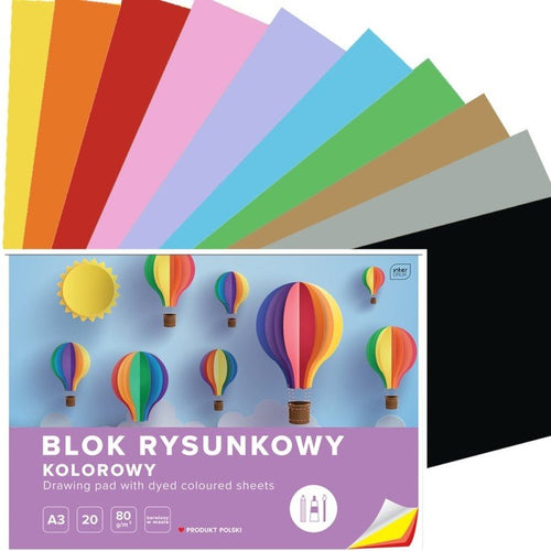 Blok rysunkowy A3 20 kartek kolorowy | Interdruk - Zeszyty i blokiTygrysek Biuro Serwis