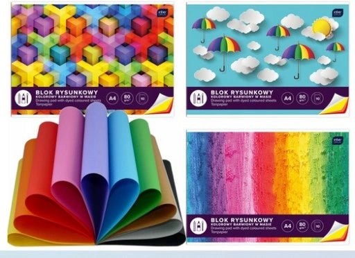 Blok rysunkowy A4 10 kartek kolorowy 80g | Interdruk - Zeszyty i blokiTygrysek Biuro Serwis