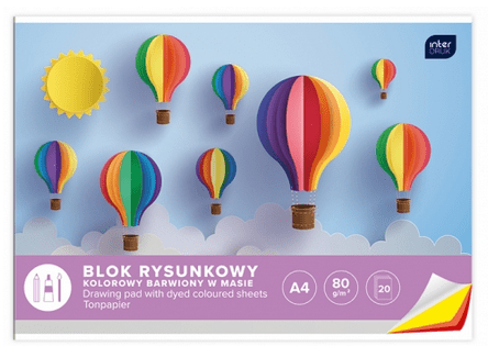 Blok rysunkowy A4 20 kartek kolorowy | Interdruk - Zeszyty i blokiTygrysek Biuro Serwis