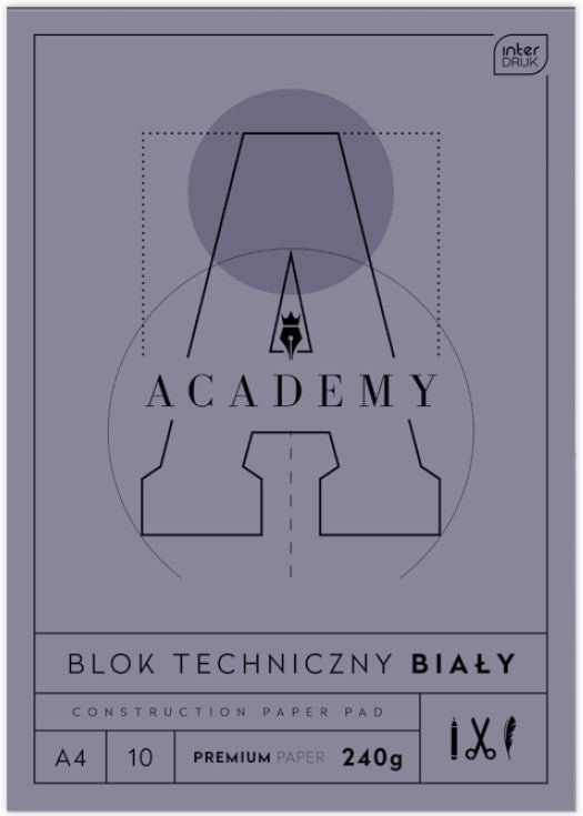 Blok techniczny A4 10 kartek 240g Academy | Interdruk - Zeszyty i blokiTygrysek Biuro Serwis