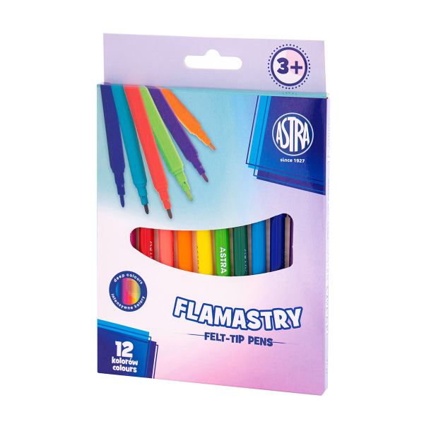 Flamastry okrągłe Astra Pastel Line 12 kolorów - Przybory szkolneTygrysek Biuro Serwis