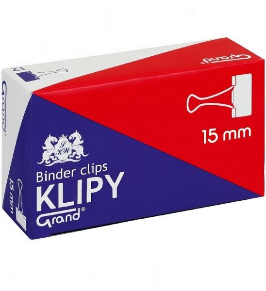 Klipy metalowe 15 mm czarne op. 12 szt. - Akcesoria biuroweTygrysek Biuro Serwis