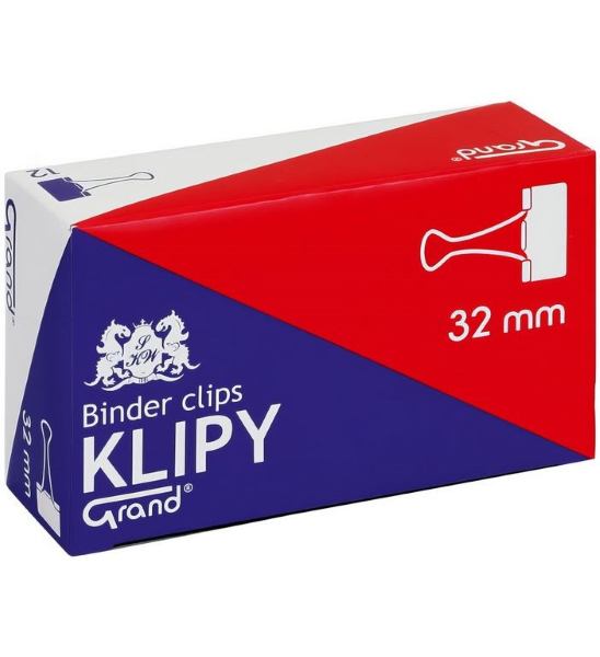 Klipy metalowe 32 mm czarne op. 12 szt. - Akcesoria biuroweTygrysek Biuro Serwis