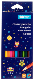 Kredki ołówkowe trójkątne Pixi Planet 12 kolorów | Happy Color - KredkiTygrysek Biuro Serwis
