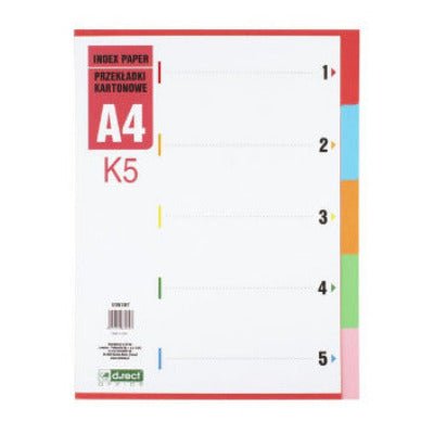 Przekładki kartonowe A4, 5 indexów - Przekładki