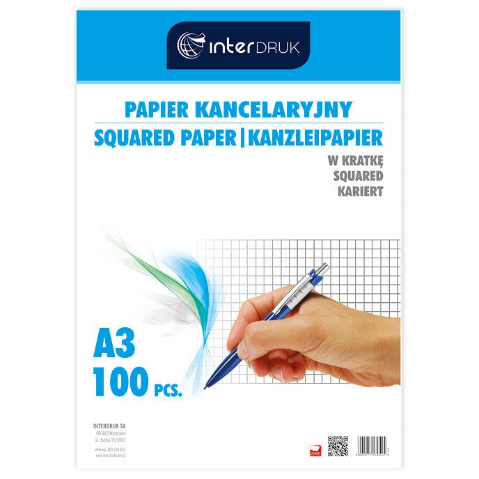 Papier kancelaryjny A3 100 kartek ryza (kratka/linia) - Papier i druki