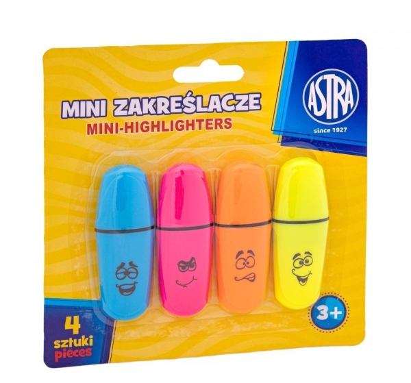 Zakreślacze mini intensiv 4kol ASTRA - artykuły szkolneTygrysek Biuro Serwis