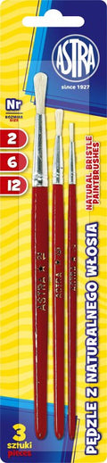 Zestaw pędzli Astra – 3 szt., nr 2/6/12 - Farby i akcesoria plastyczneTygrysek Biuro Serwis